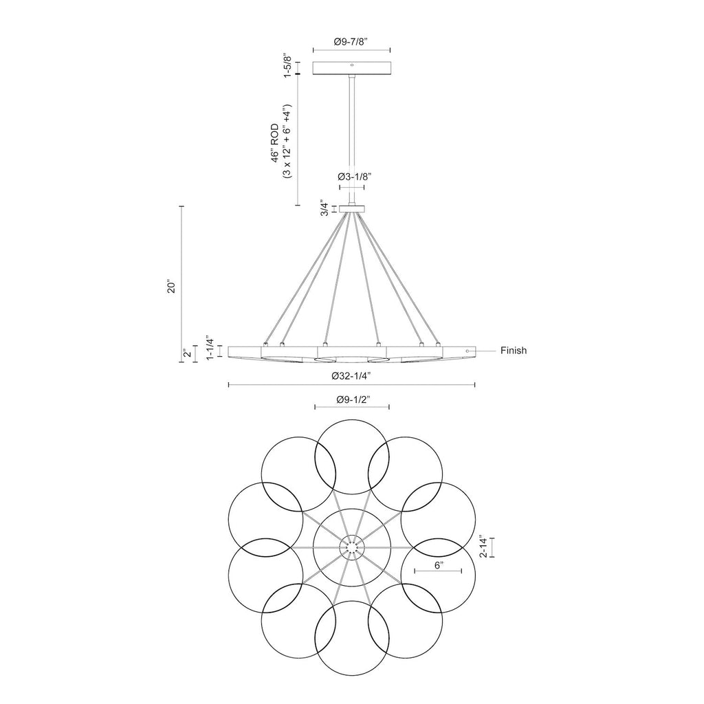33-in Steel Chandelier