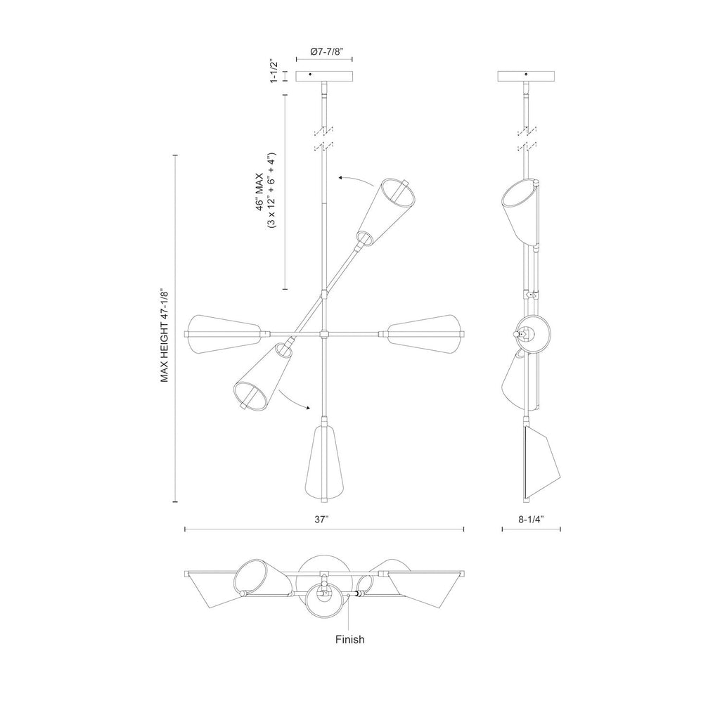 37-in Aluminum Chandelier
