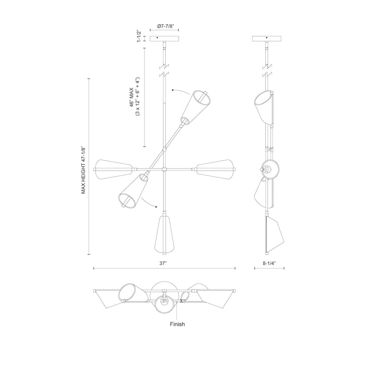 37-in Aluminum Chandelier
