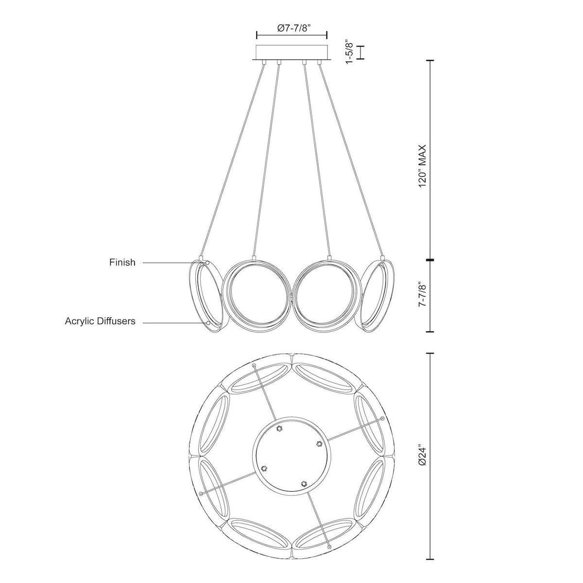 24-in Aluminum Chandelier
