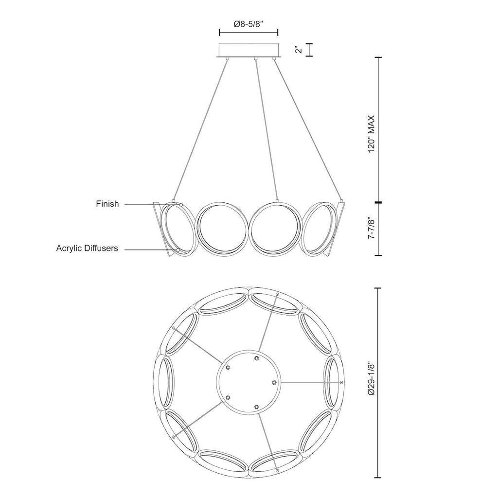 29-in Aluminum Chandelier
