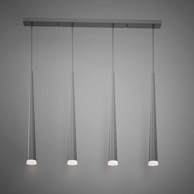 4-Light Chrome Linear Chandelier Dimmable 100W