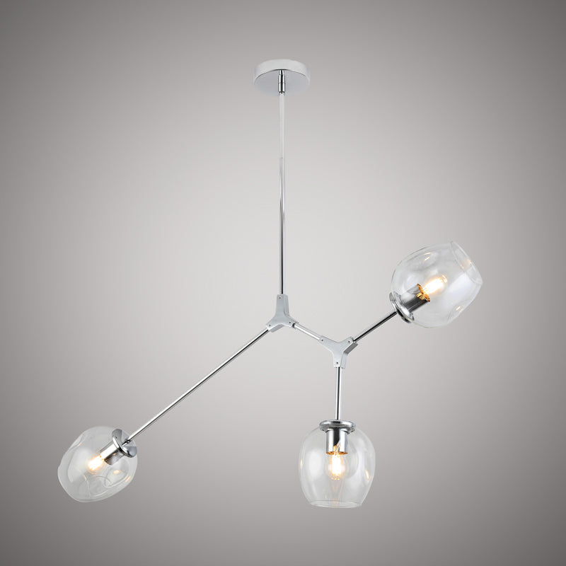 3-Light Chrome Chandelier Dimmable 180W