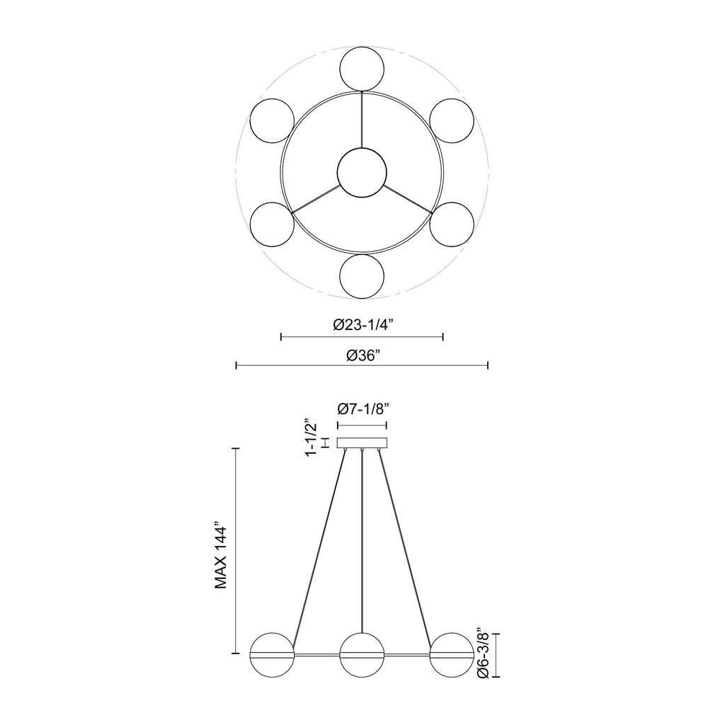 36-in Steel Chandelier