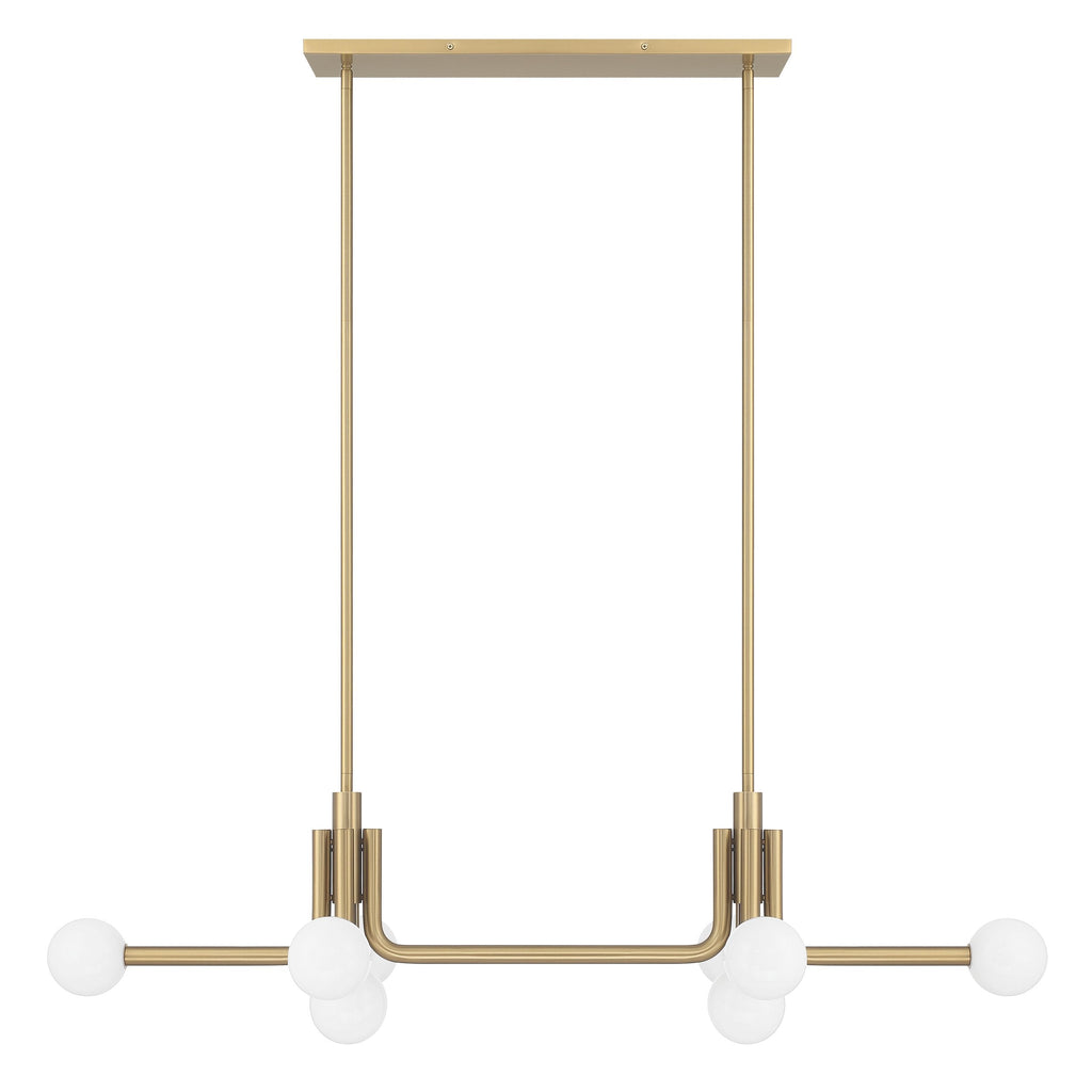 50-inch 8-Light Champagne Gold Linear Chandelier with Opal Glass Shades
