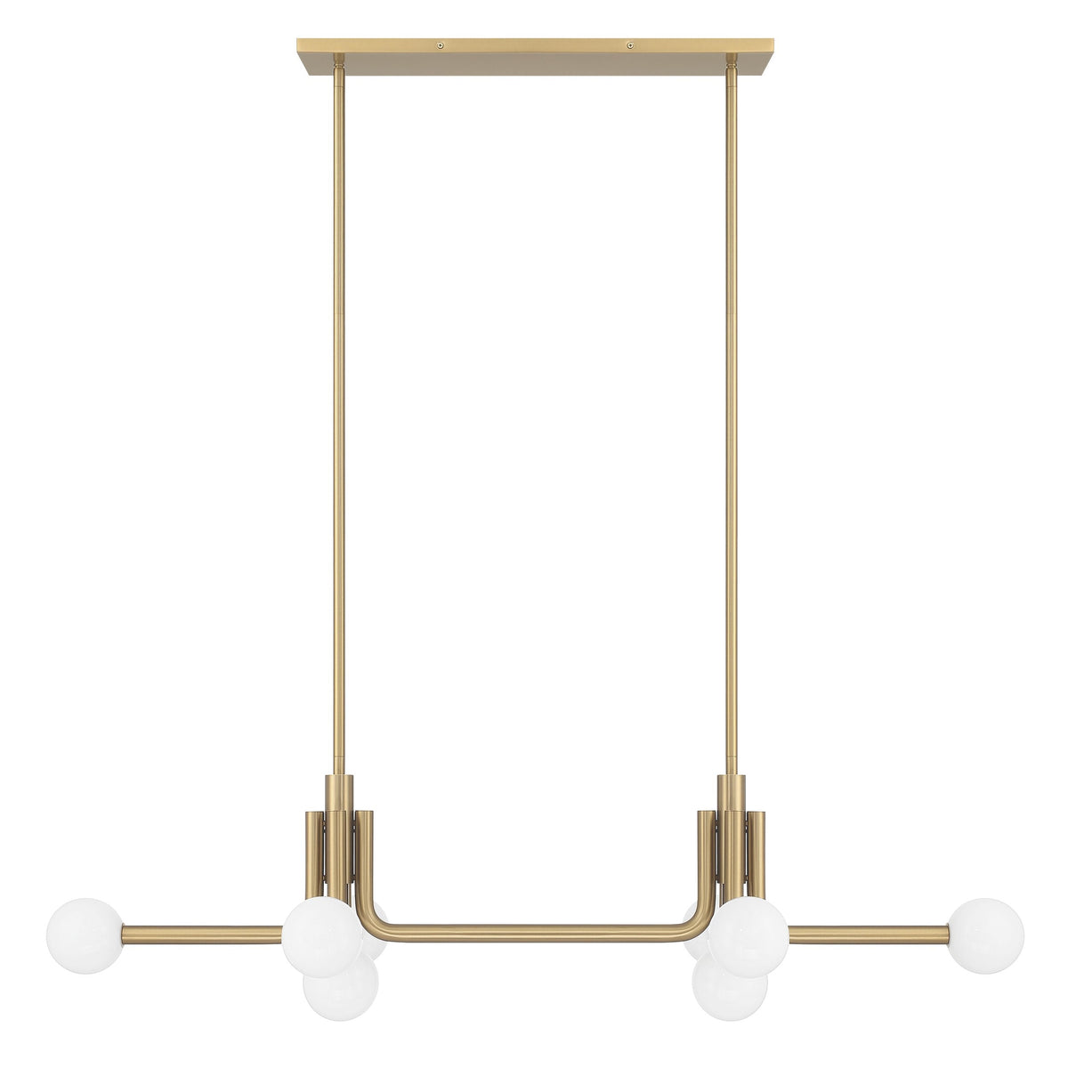 50-inch 8-Light Champagne Gold Linear Chandelier with Opal Glass Shades