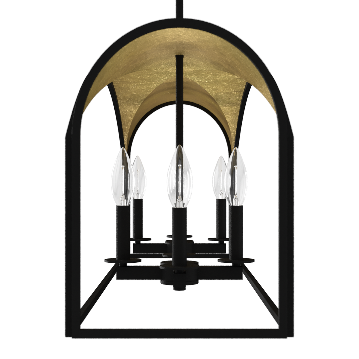 41-inch 8-Light Natural Black Iron and Gold Leaf Linear Chandelier