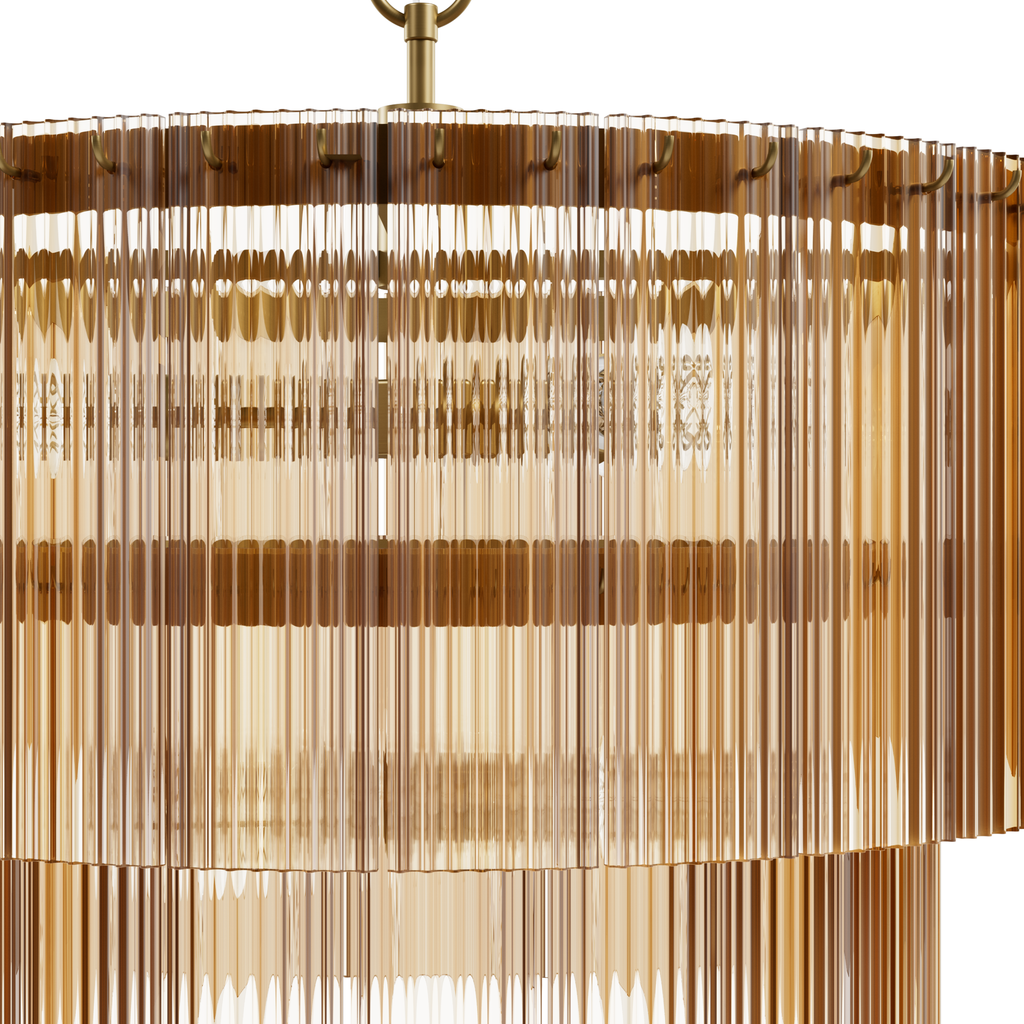 24-inch 6-Light Luxe Gold Drum Chandelier with Amber Glass