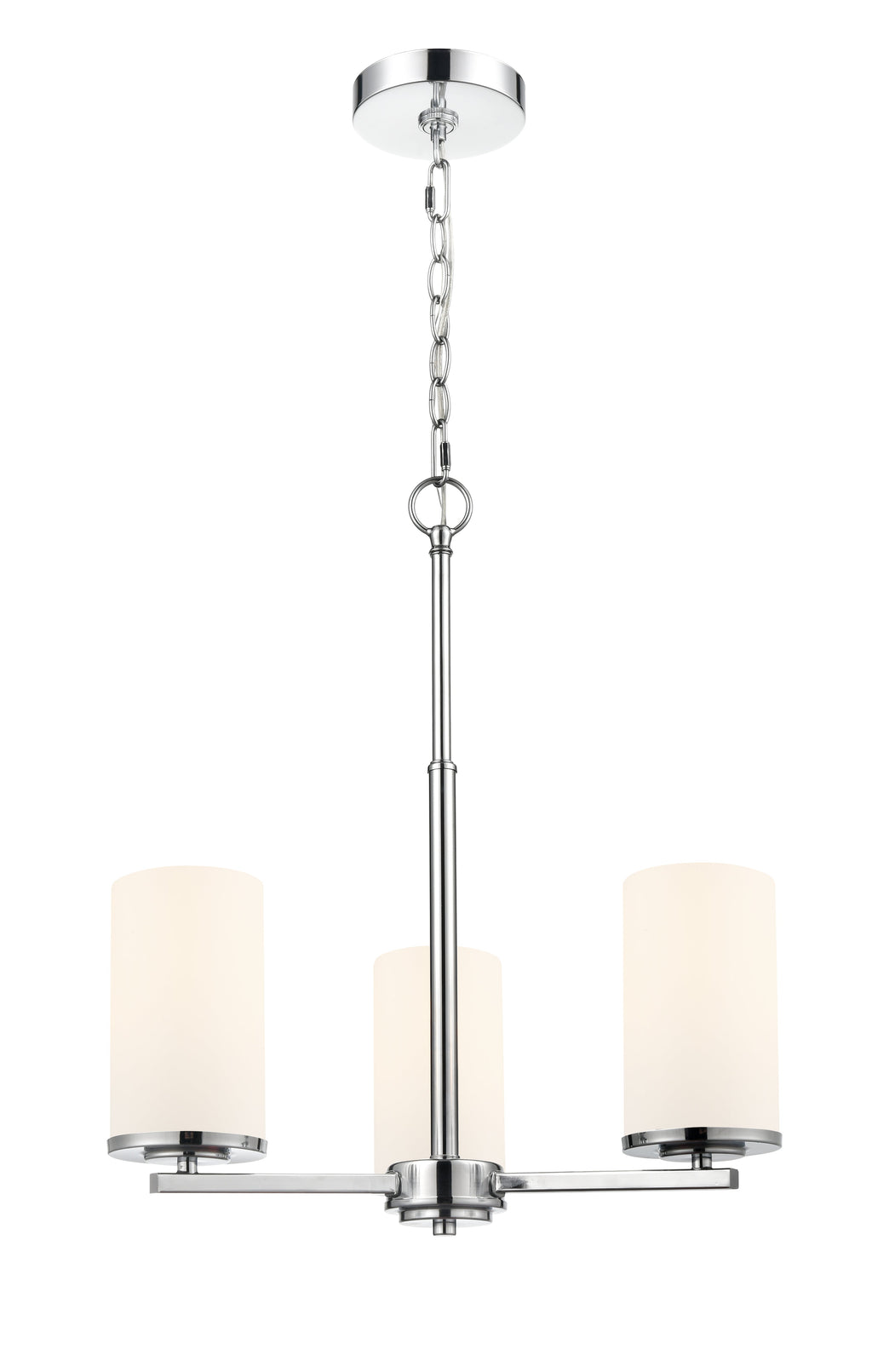 19-inch Chrome 3-Light Etched White Glass Chandelier