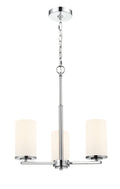 19-inch Chrome 3-Light Etched White Glass Chandelier