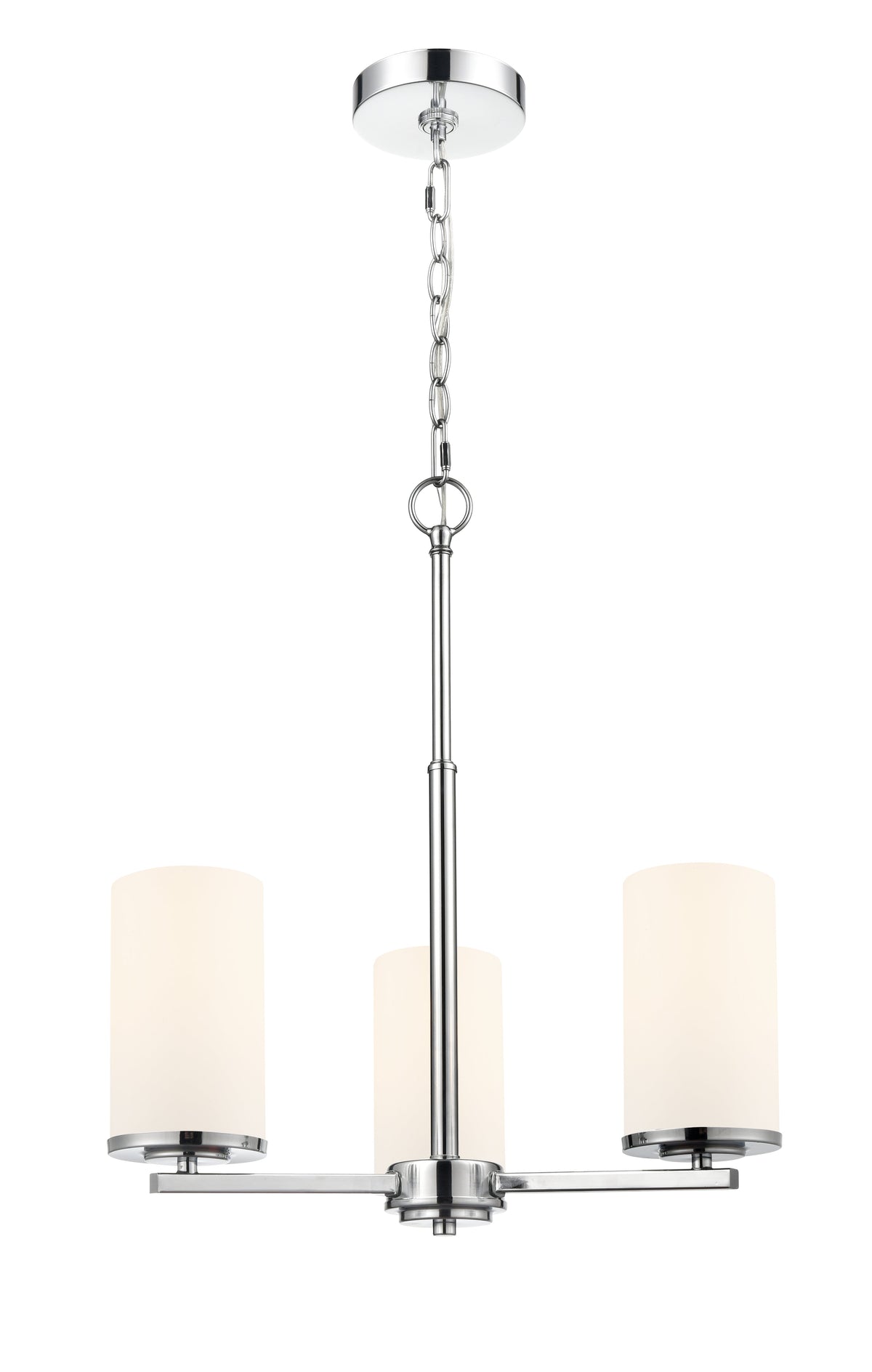 19-inch Chrome 3-Light Etched White Glass Chandelier