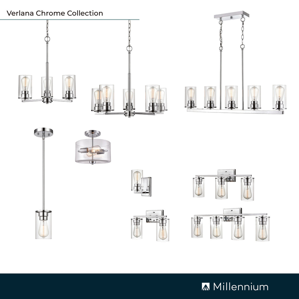 24-inch Chrome 5-Light Clear Glass Chandelier