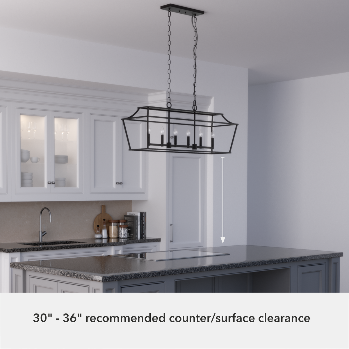 42-inch 6-Light Natural Black Iron Linear Chandelier