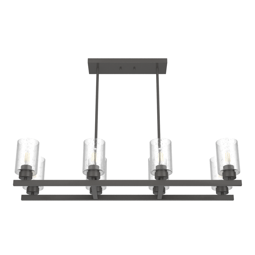 Hartland 40-inch 8-light Noble Bronze Linear Chandelier with Seeded Glass