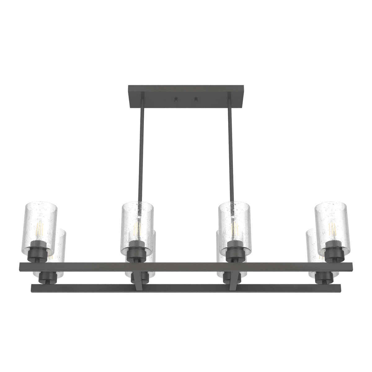 Hartland 40-inch 8-light Noble Bronze Linear Chandelier with Seeded Glass
