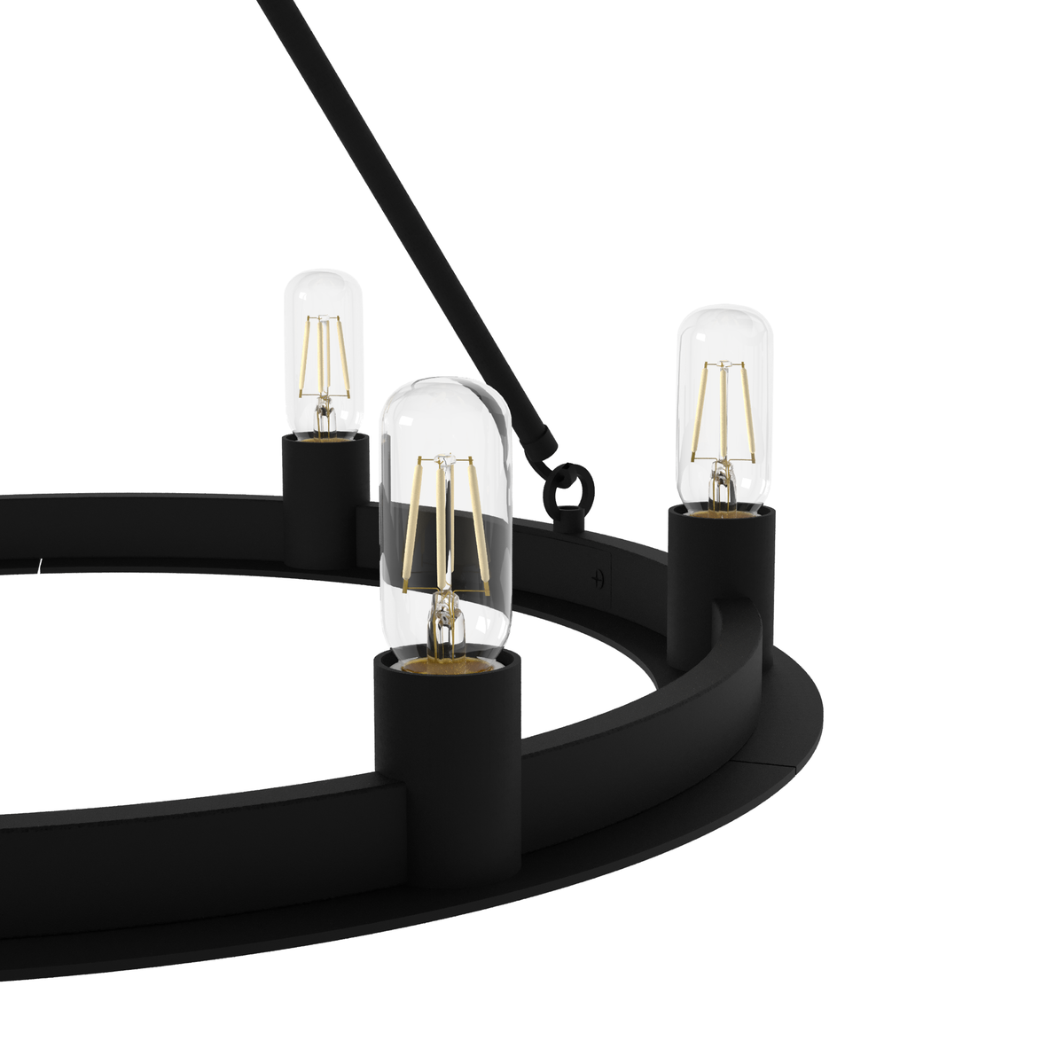 24-inch 6-Light Natural Black Iron Wagon Wheel Chandelier