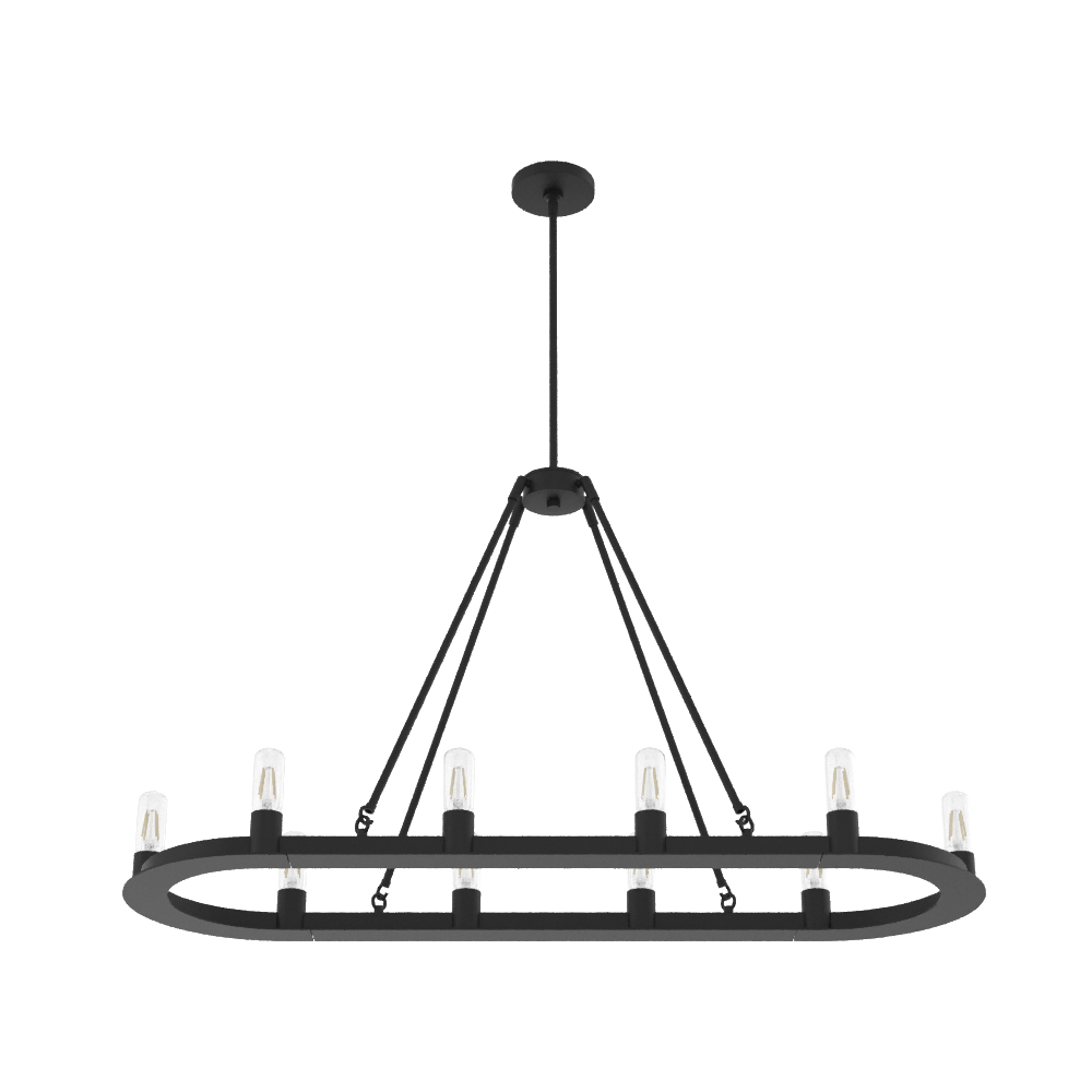 46-inch 10-Light Natural Black Iron Linear Chandelier