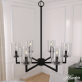 24.5-inch 6-Light Natural Black Iron Chandelier with Seeded Glass