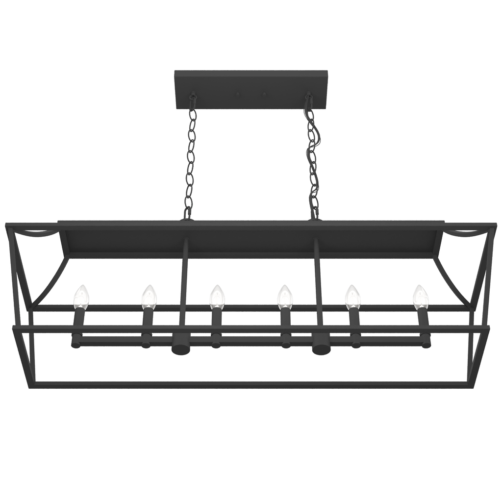 42-inch 6-Light Natural Black Iron Linear Chandelier