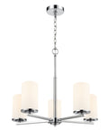 24-inch Chrome 5-Light Etched White Glass Chandelier