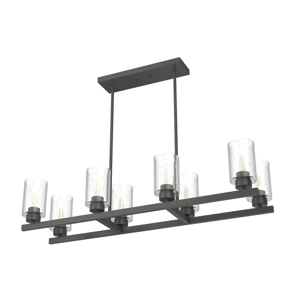 Hartland 40-inch 8-light Noble Bronze Linear Chandelier with Seeded Glass