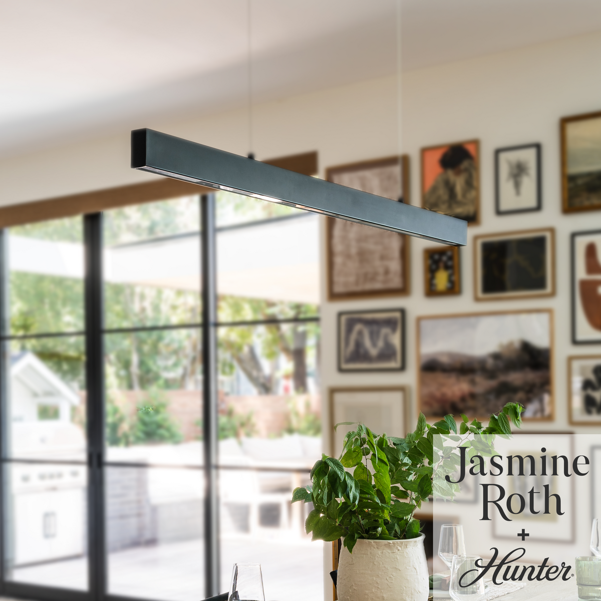 50-inch 1-light Matte Black 3000K LED Linear Chandelier