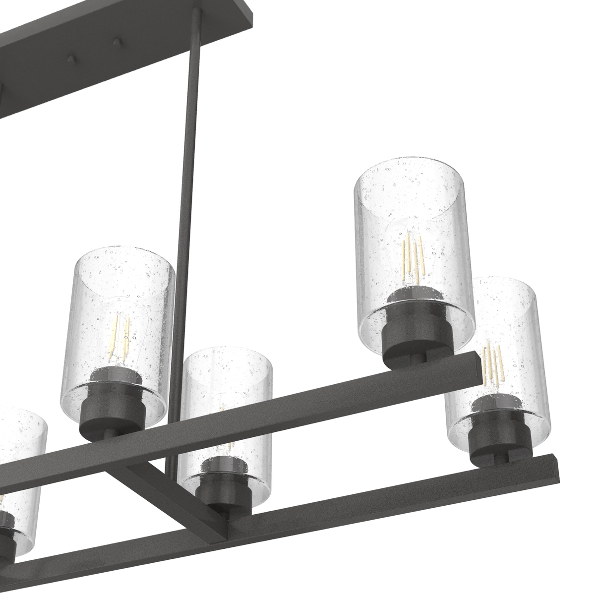 Hartland 40-inch 8-light Noble Bronze Linear Chandelier with Seeded Glass