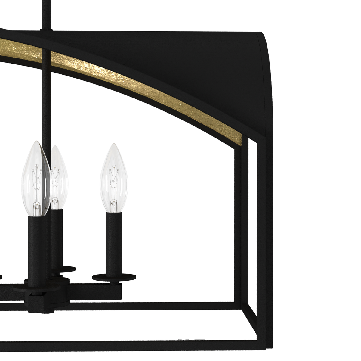 41-inch 8-Light Natural Black Iron and Gold Leaf Linear Chandelier