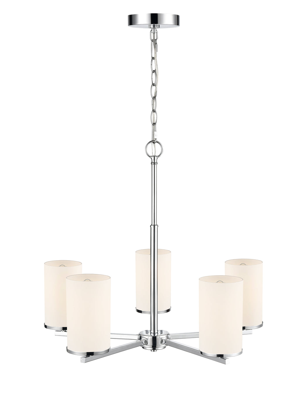 24-inch Chrome 5-Light Etched White Glass Chandelier