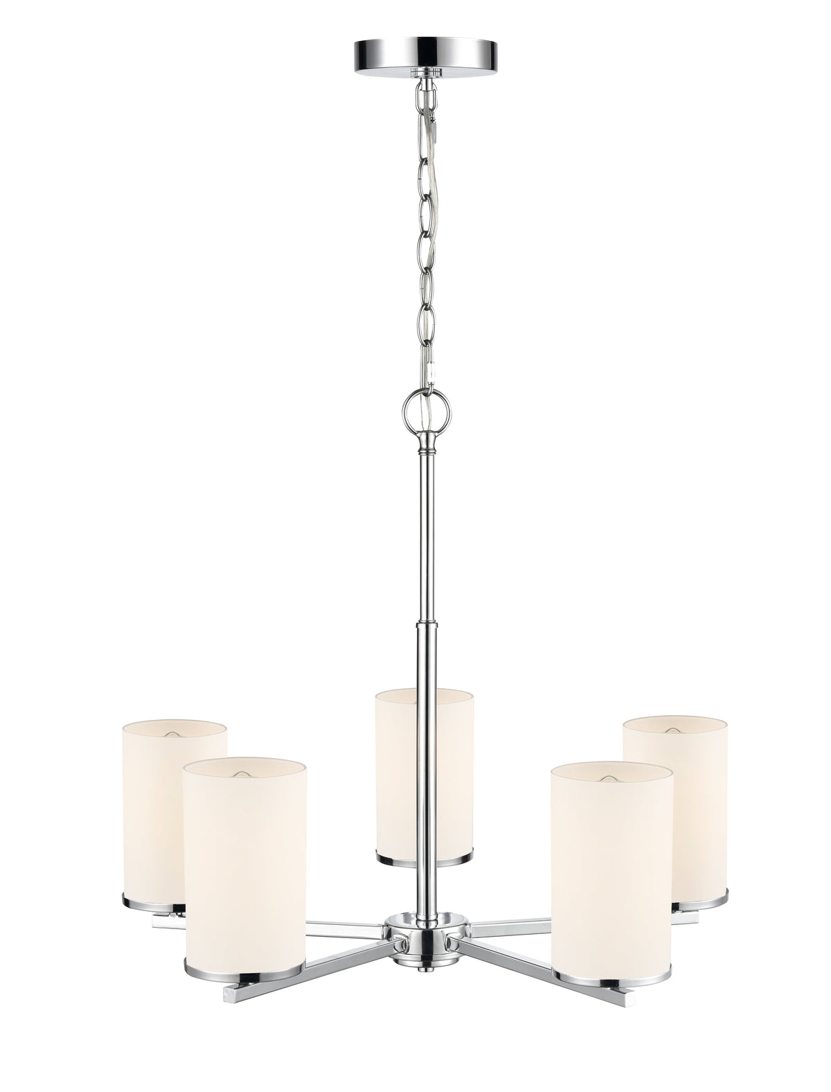 24-inch Chrome 5-Light Etched White Glass Chandelier