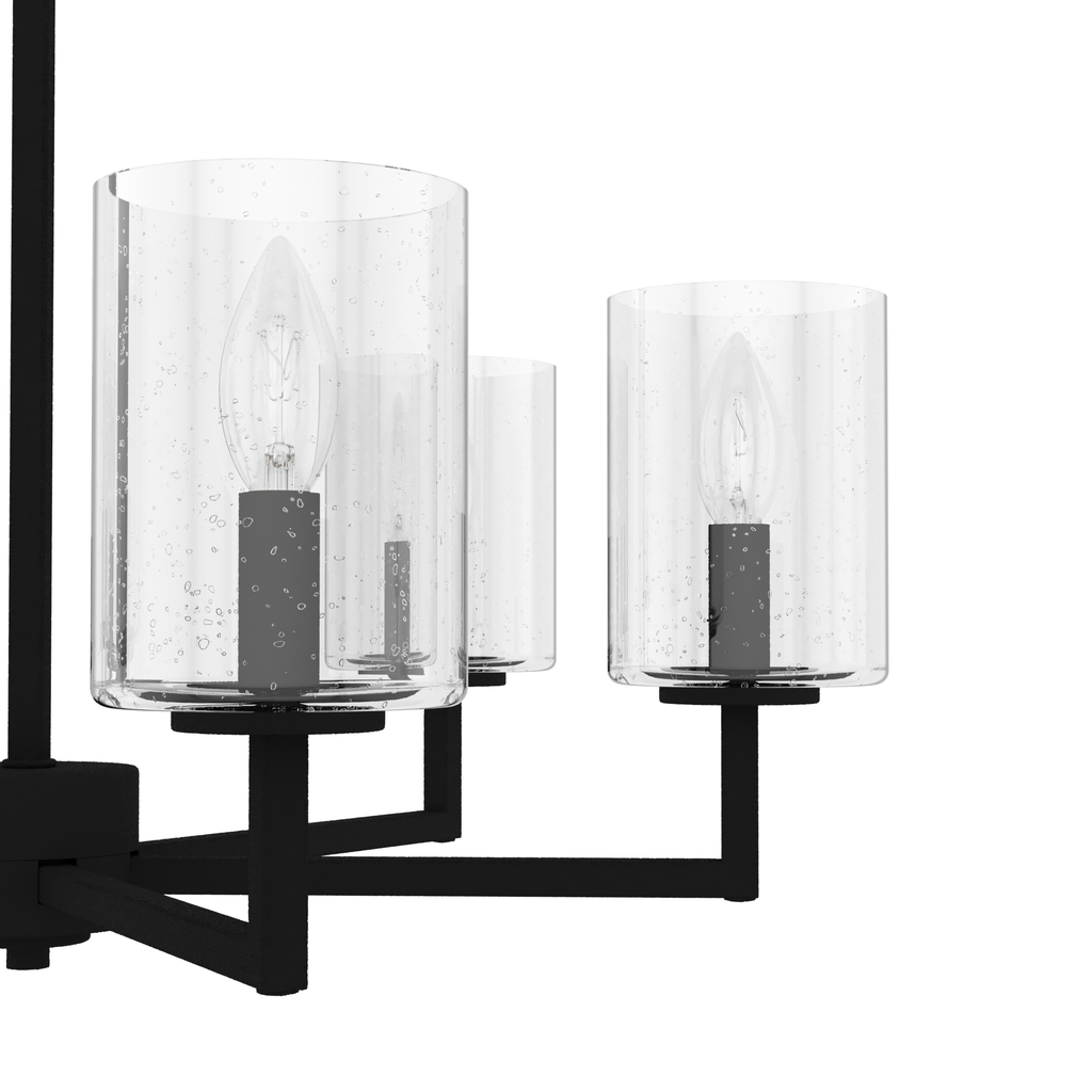 24.5-inch 6-Light Natural Black Iron Chandelier with Seeded Glass