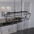 42-inch 6-Light Natural Black Iron Linear Chandelier