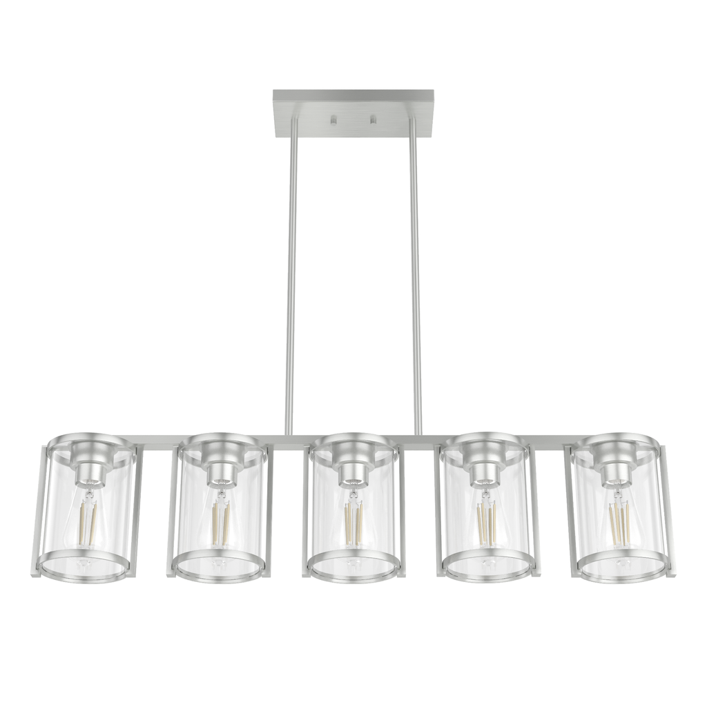 Astwood 39-inch 5-light Brushed Nickel Linear Chandelier with Clear Glass