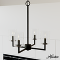 Kerrison 20.5-inch 4-light Natural Black Iron Chandelier with Seeded Glass
