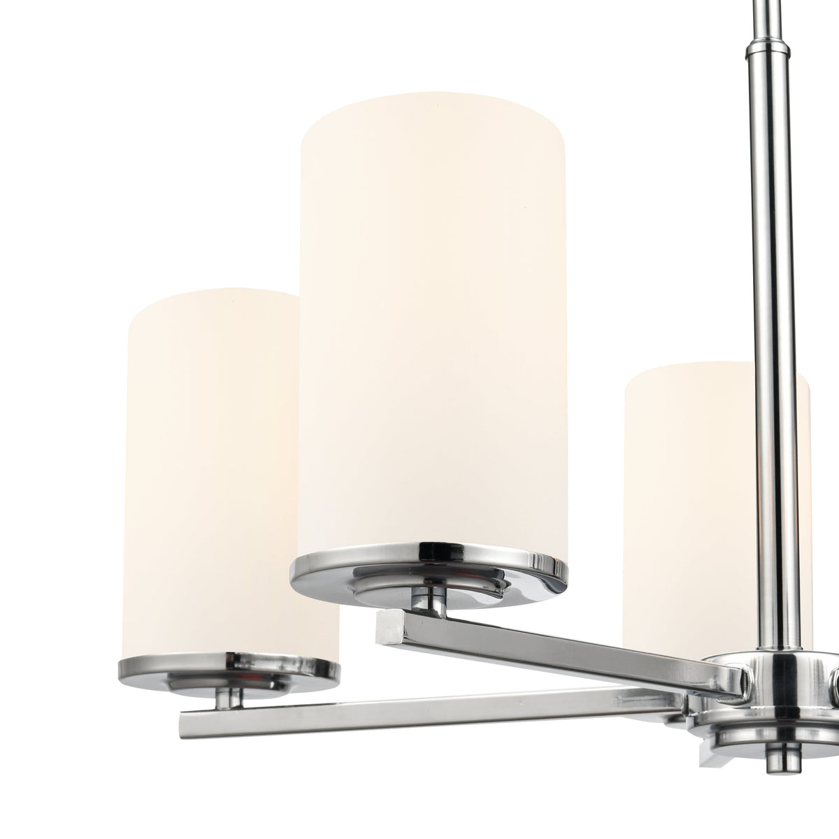 24-inch Chrome 5-Light Etched White Glass Chandelier