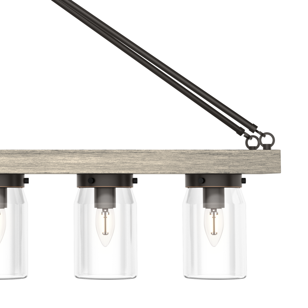 Devon Park 38-inch 5-light Onyx Bengal and Barnwood Linear Chandelier with Clear Glass