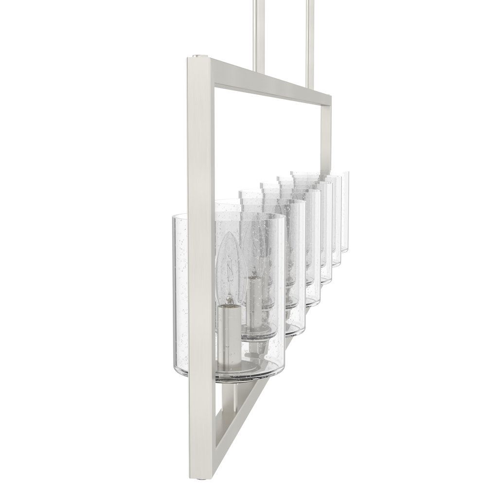 Kerrison 48-inch 6-light Brushed Nickel Linear Chandelier with Seeded Glass