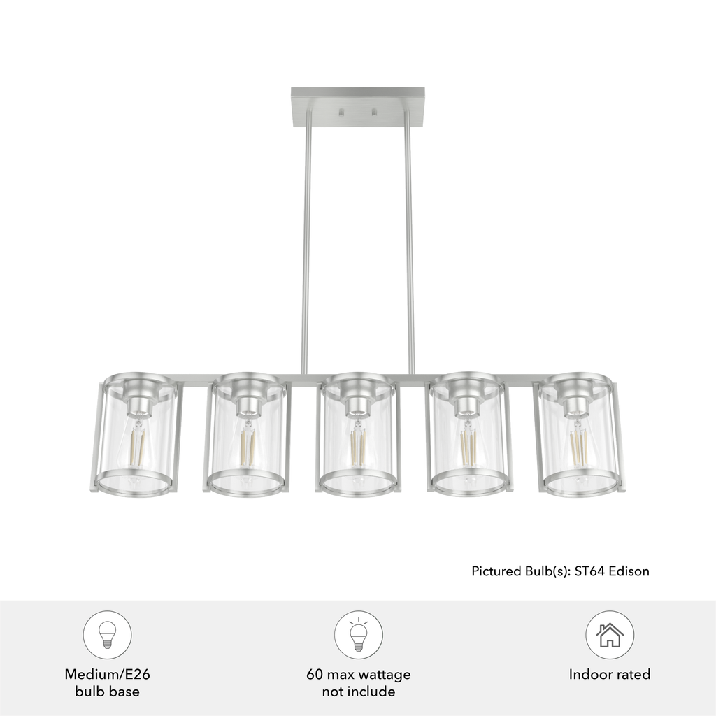 Astwood 39-inch 5-light Brushed Nickel Linear Chandelier with Clear Glass