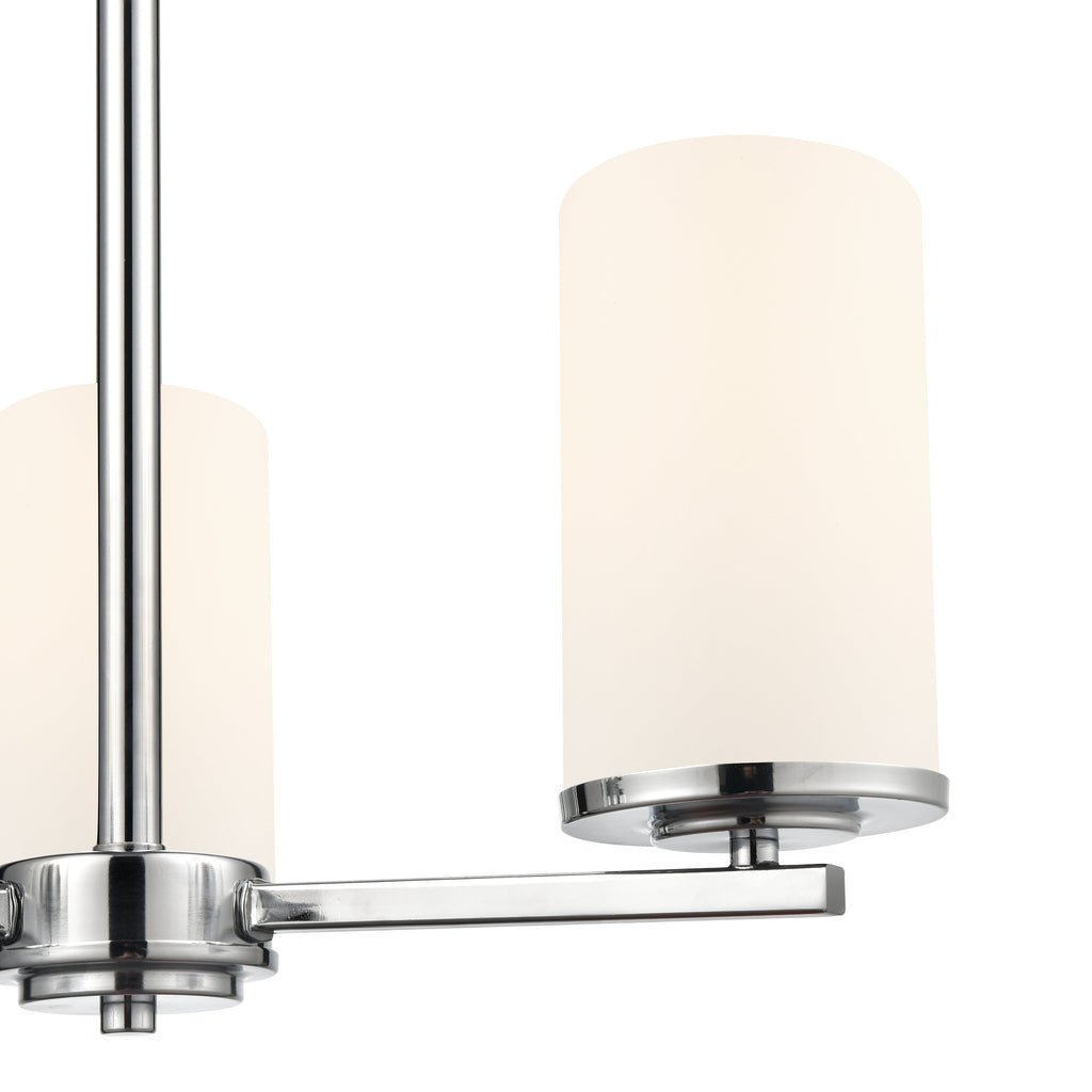 19-inch Chrome 3-Light Etched White Glass Chandelier