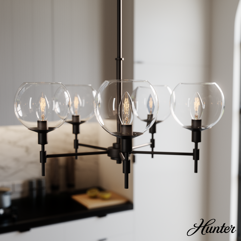 Xidane 24-inch 5-light Matte Black Chandelier with Clear Glass
