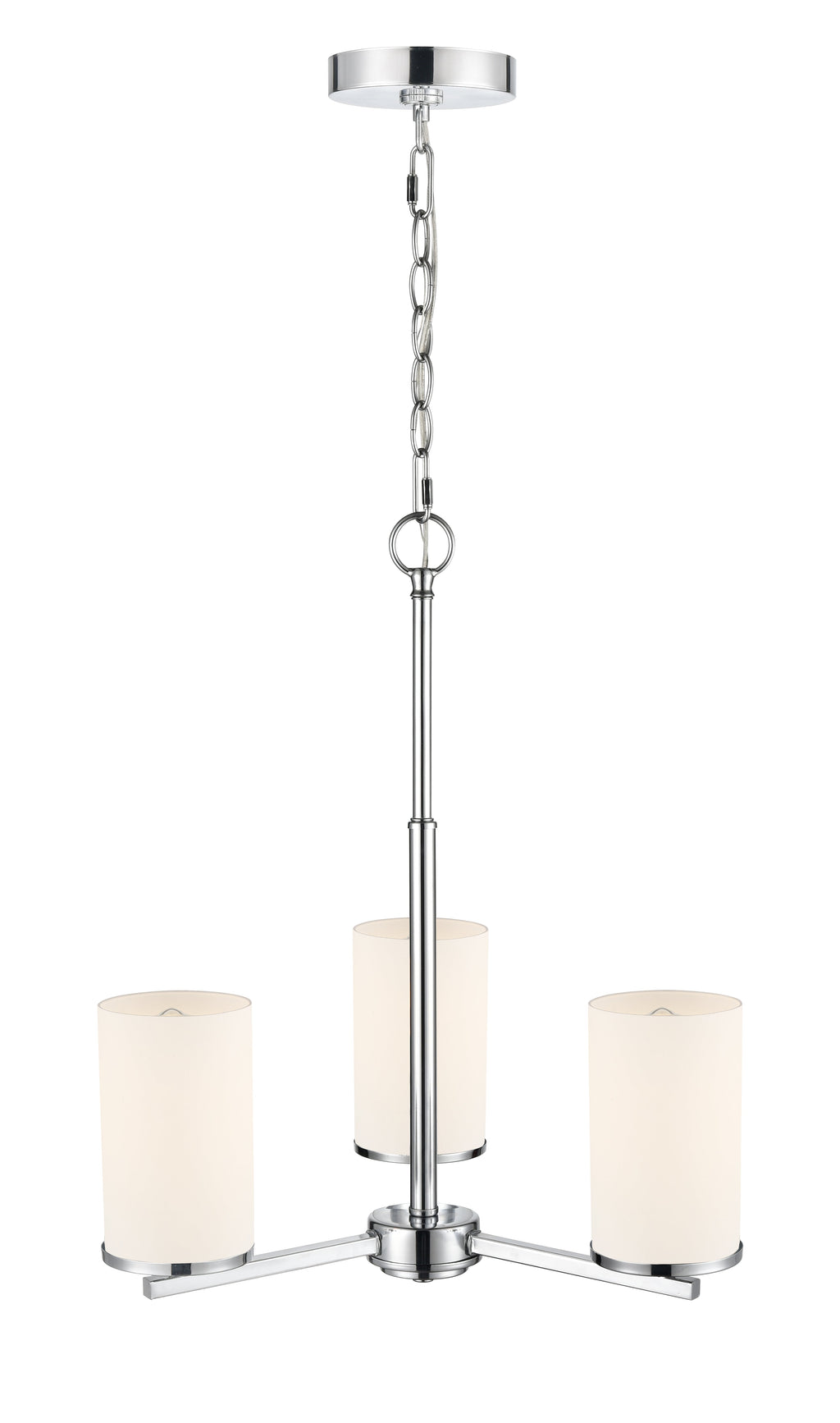 19-inch Chrome 3-Light Etched White Glass Chandelier