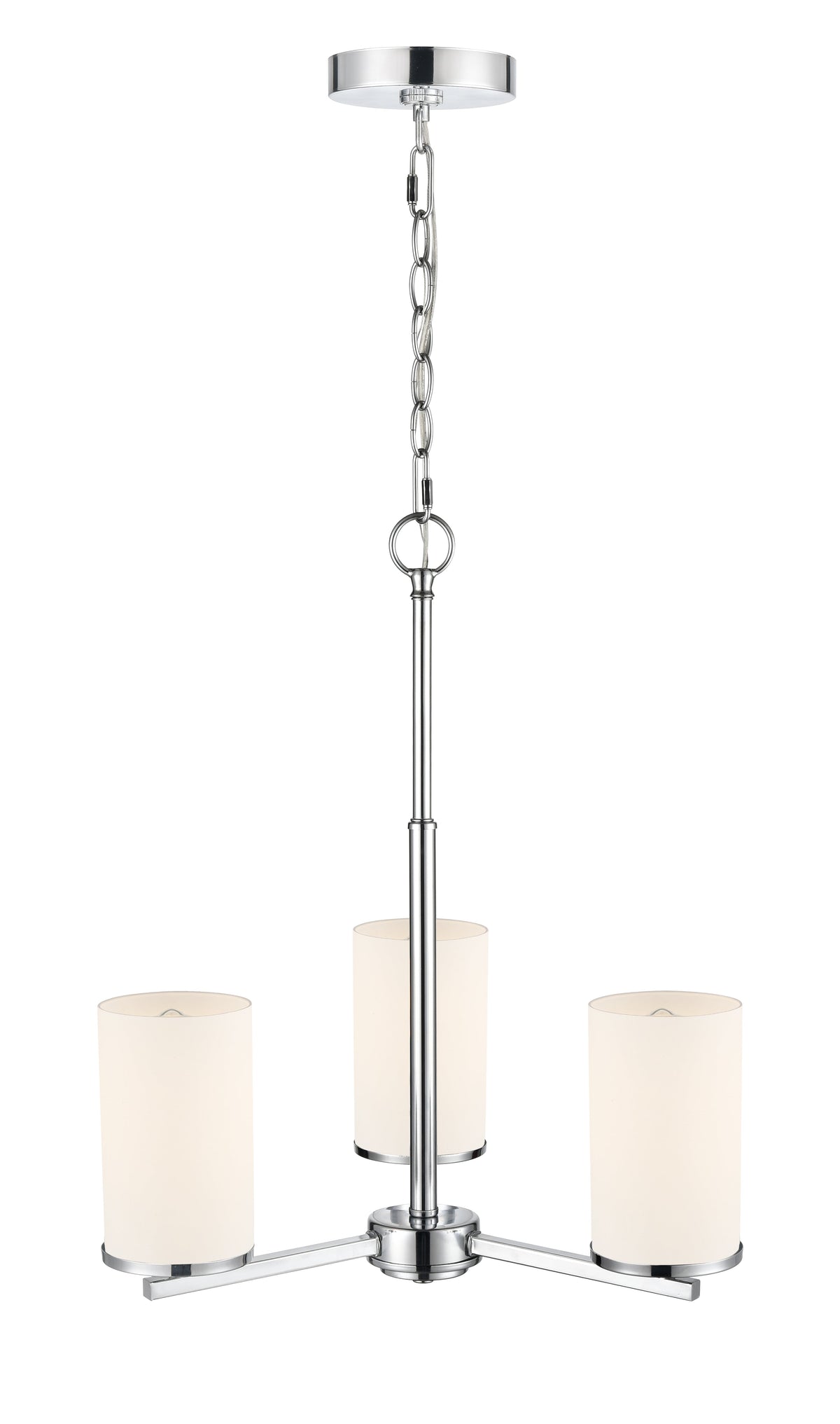 19-inch Chrome 3-Light Etched White Glass Chandelier