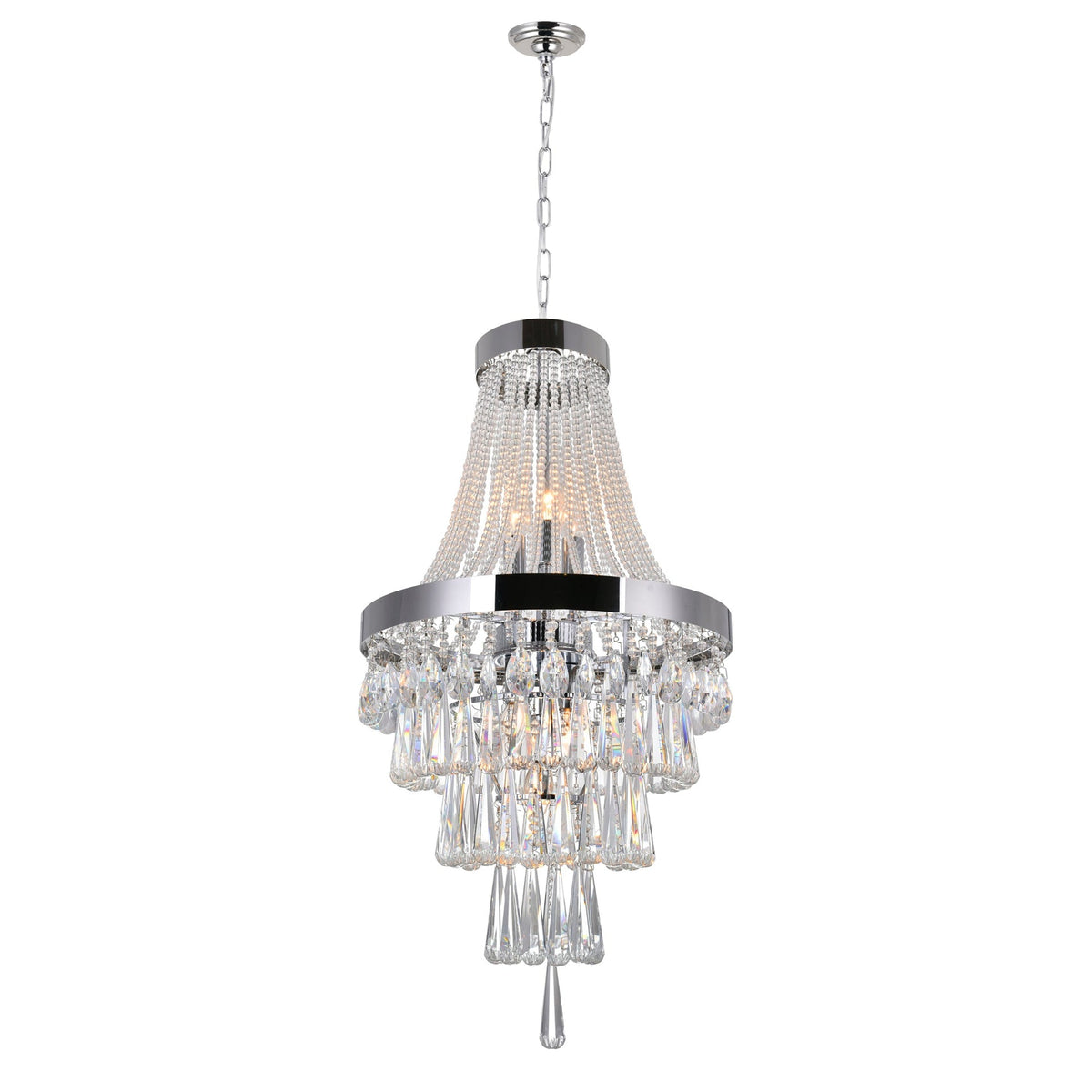 6-Light Chrome Crystal Chandelier
